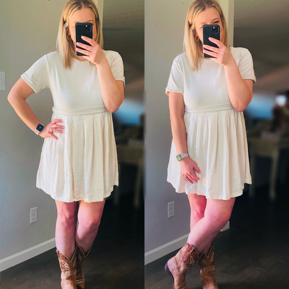 Contrast Dress -Cream